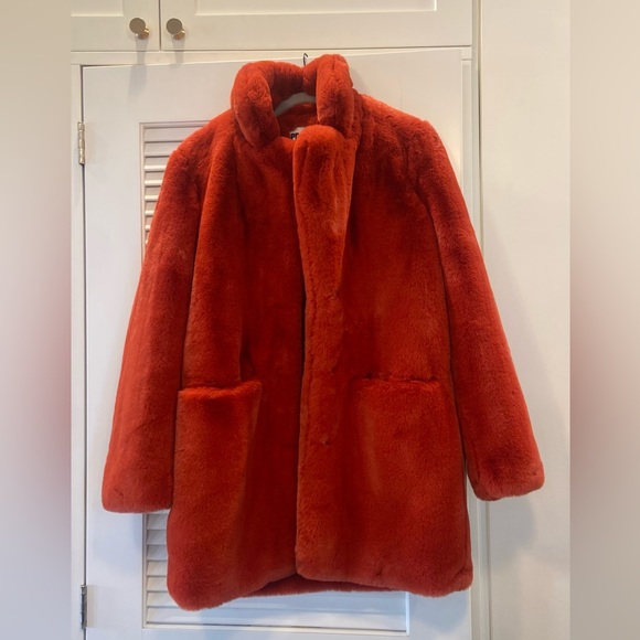 Apparis Sophie Faux Fur Coat Ginger - Picture 4 of 15